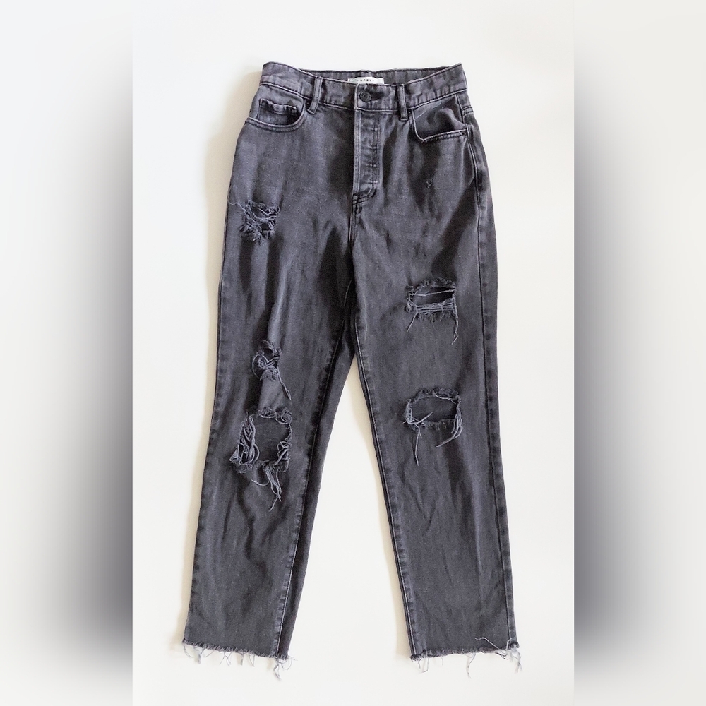 PacSun High Rise Straight Distressed Jeans Black Womens Size US 2 EU 25